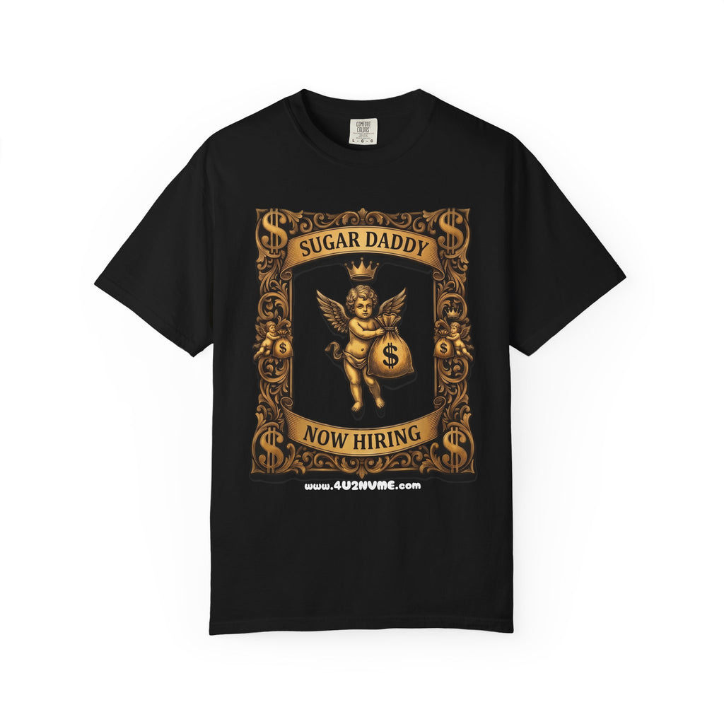 Sugar Daddy Now Hiring T-Shirt — Funny Vintage Cherub Design with QR Code