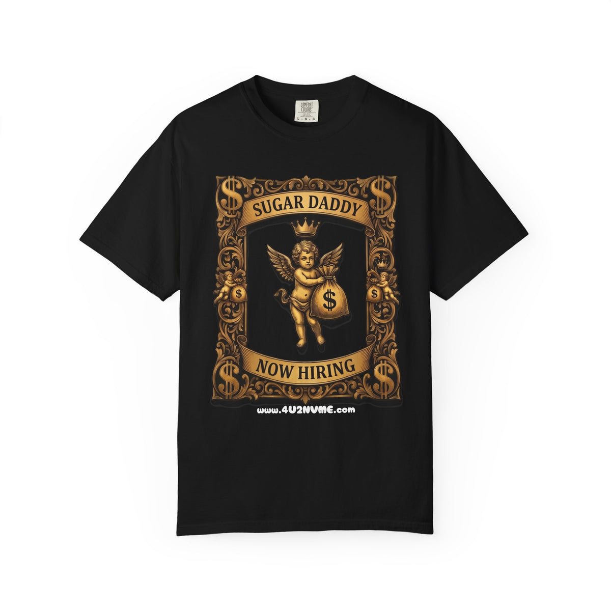 Sugar Daddy Now Hiring T-Shirt — Funny Vintage Cherub Design with QR Code