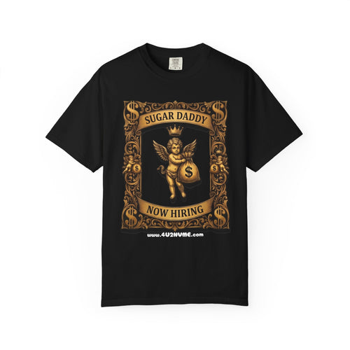 Sugar Daddy Now Hiring T-Shirt — Funny Vintage Cherub Design with QR Code